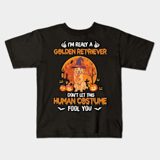 I'm Really A Golden Retriever Halloween Kids T-Shirt